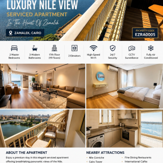 Luxury 2 Master Bedroom Serviced Apartment for Rent in Zamalek Abu El Feda Street EZRA0005