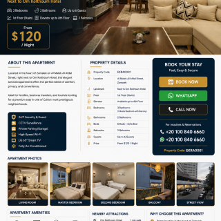 Luxury 3-Bedroom Serviced Apartment in Zamalek EKRA0001