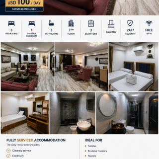 Luxury Serviced Apartment for Daily Rent in Mohandessin, Cairo.EMHR-0001