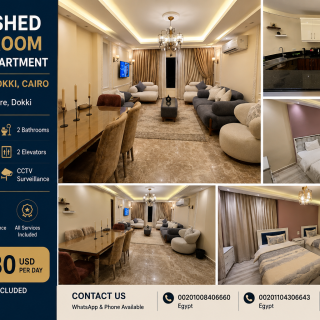 Furnished 2-Bedroom Serviced Apartment for Rent in Dokki, Cairo.